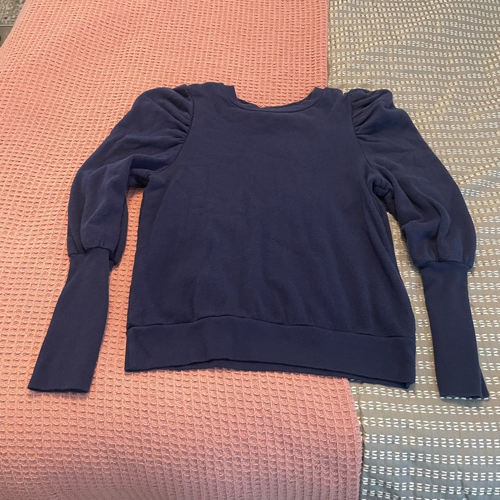 Express, Small, Navy Blue Puff Sleeve Sweater